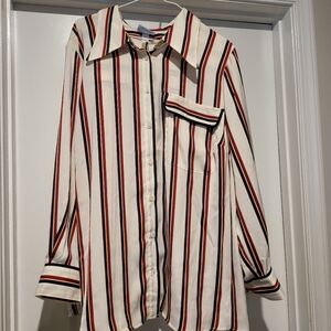 NEW: SATIN:Striped Button-Up Shirt And Pants